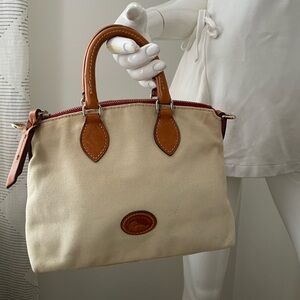 Vintage Dooney and Bourke ivory and vachetta Canvas mini Bag